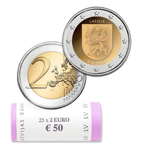  2016 - Lettonia - 2 € in rotolino (25 monete) 