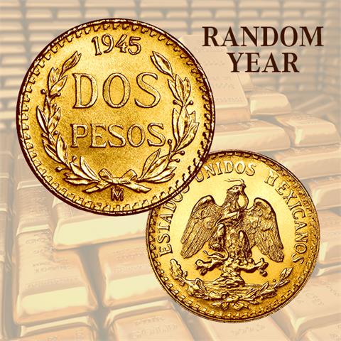  2 Pesos - Mexico - 1919-48 - Gold - RANDOM YEAR - AU/EF 