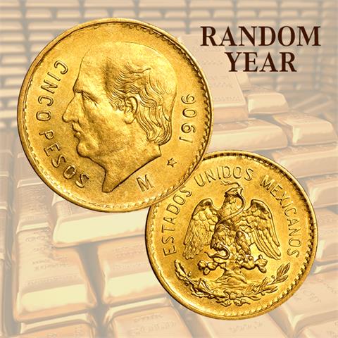  5 Pesos - Mexico - Hidalgo - 1905-55 - Gold - RANDOM YEAR - AU/EF 