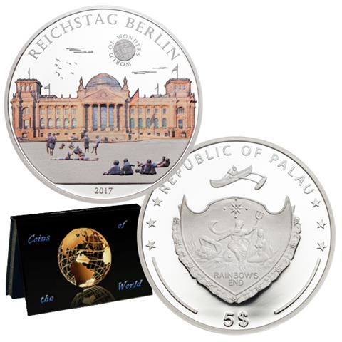  2017 – Palau – 5$ Ag PROOF “Berlin Reichstag” 