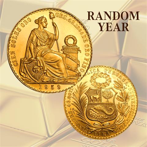  100 Soles - Perù - Liberty - 1950-1970 - Gold - RANDOM YEAR - AU/EF 