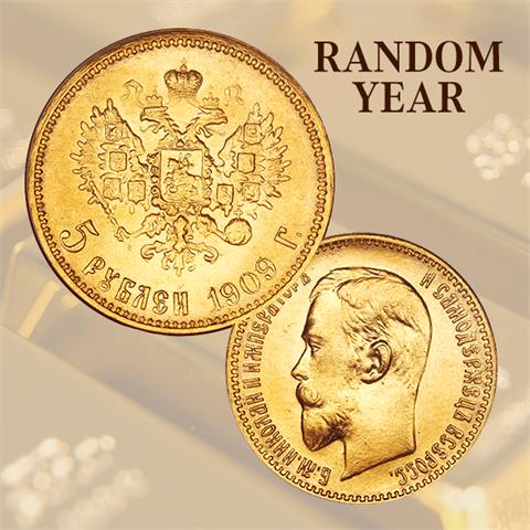  5 Rubles - Russia - Nikolai II - 1897-1911 - Gold - RANDOM YEAR - EF 