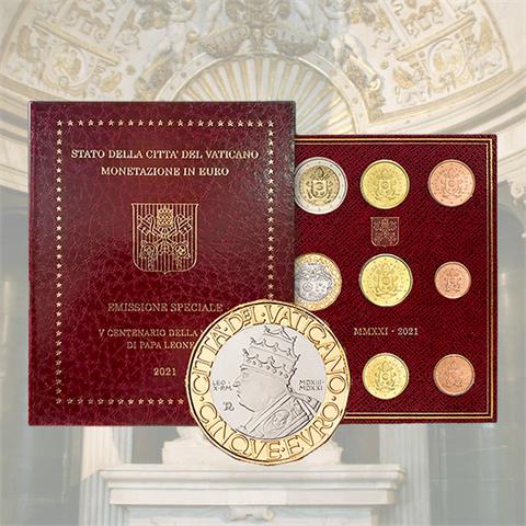  Serie euro con 5 euro bimetallico - Vaticano - 2021 - 9 monete - FDC 