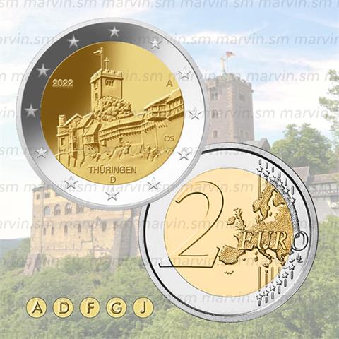  2 euro - Castello di Wartburg - Germania - 2022 - UNC 