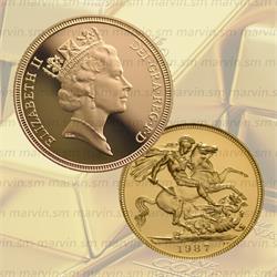 Gran Bretagna - 1 Sterlina - Elisabetta II Corona Gotica - 1987 - Au PROOF 