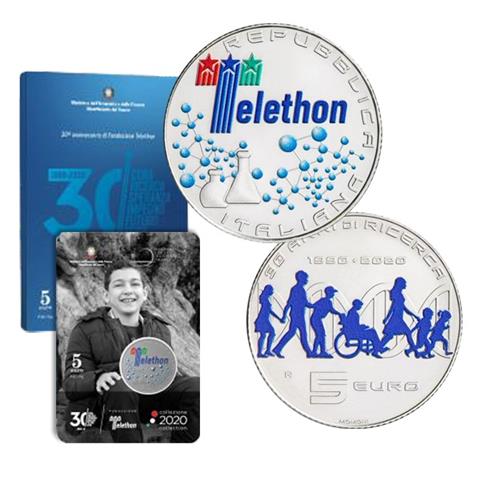  2020 – Italia – 5€ AG FDC in Coincard “Telethon” 