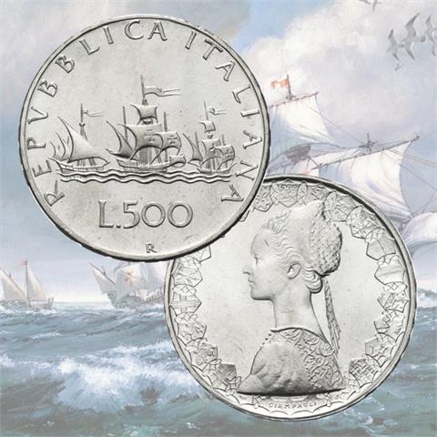  500 Lit - The Three Caravels - Italy - SILVER UNC 