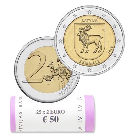  2018 - Lettonia - 2€ FDC in rotolino (25 monete) 