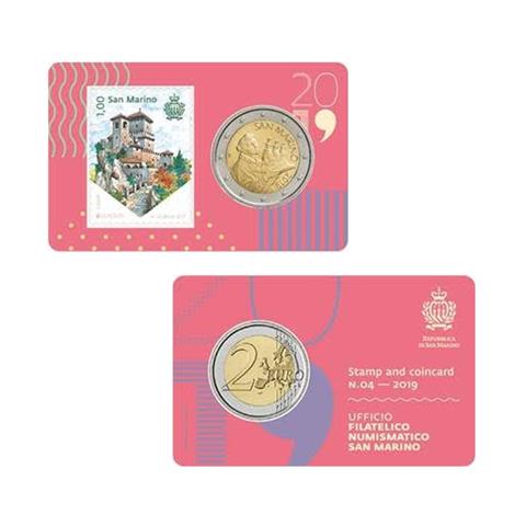  2019 – San Marino – 2€ in Coincard + Stamp 