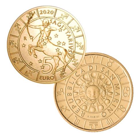  2020 – San Marino – 5€ Bronzital FDC “Zodiaco – Sagittario” 