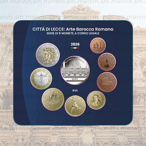  Serie euro con 3 euro AG - Lecce - Italia - 2025 - 9 monete - FDC 