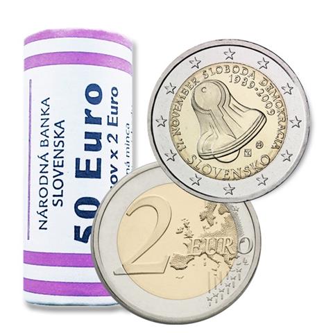  2009 - Slovacchia - 2 € in rotolino (25 monete) 