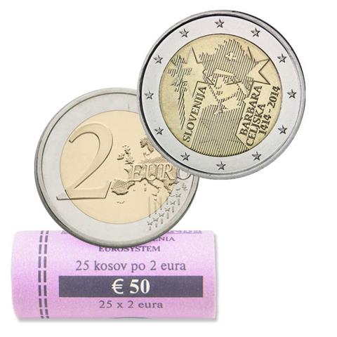  2014 - Slovenia - 2 € in roll (25 coins) 