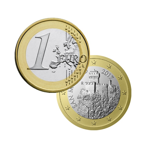 Monete Euro - Fior di conio UNC - 1 euro San Marino 2017 - Nuova faccia  nazionale