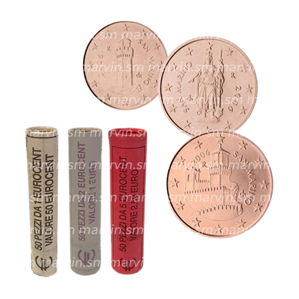 1,2,5 cent - San Marino - 2006 - Rotolino - 150 monete